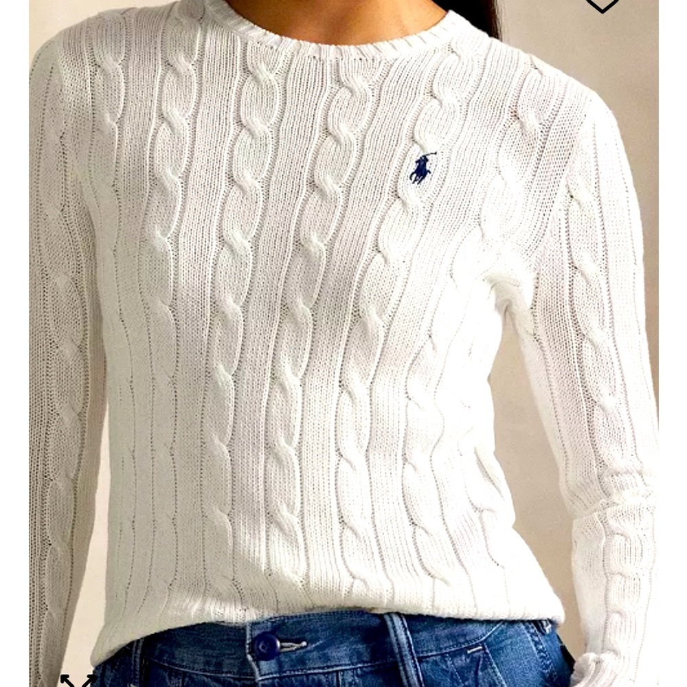 Polo Ralph Lauren White Basic Cable-Knit Cotton C… - image 1